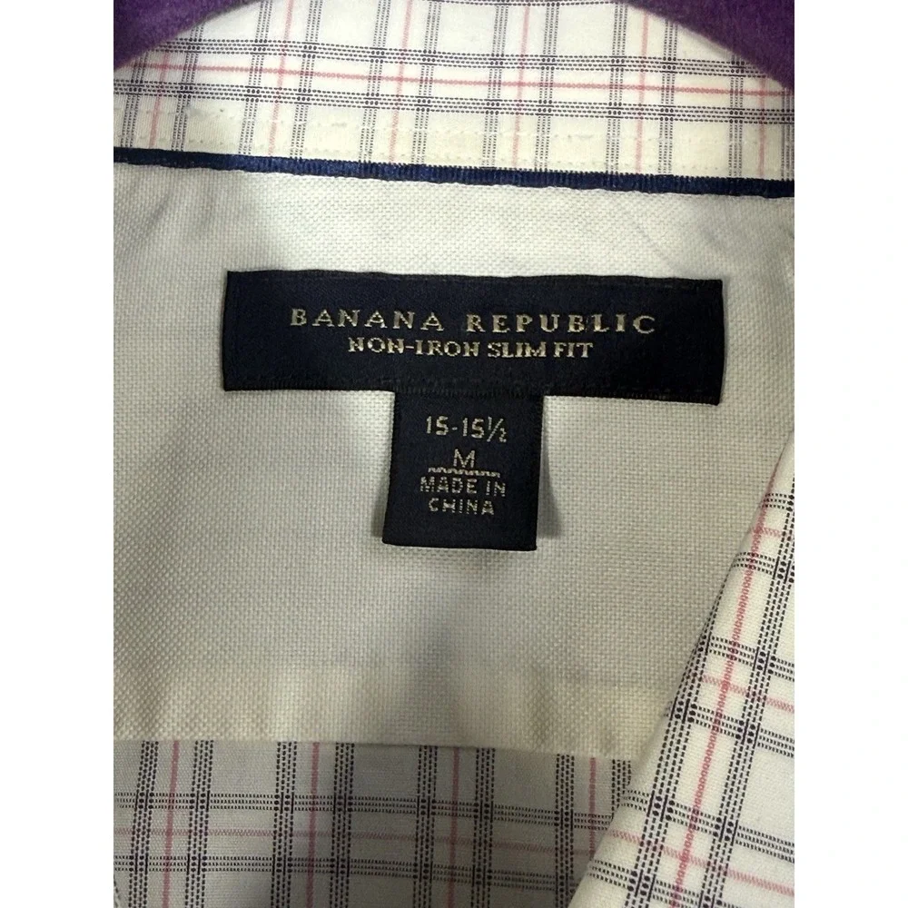 Banana‎ Republic Non-Iron Slim Fit Plaid Dress Shirt Size 15-15.5 M